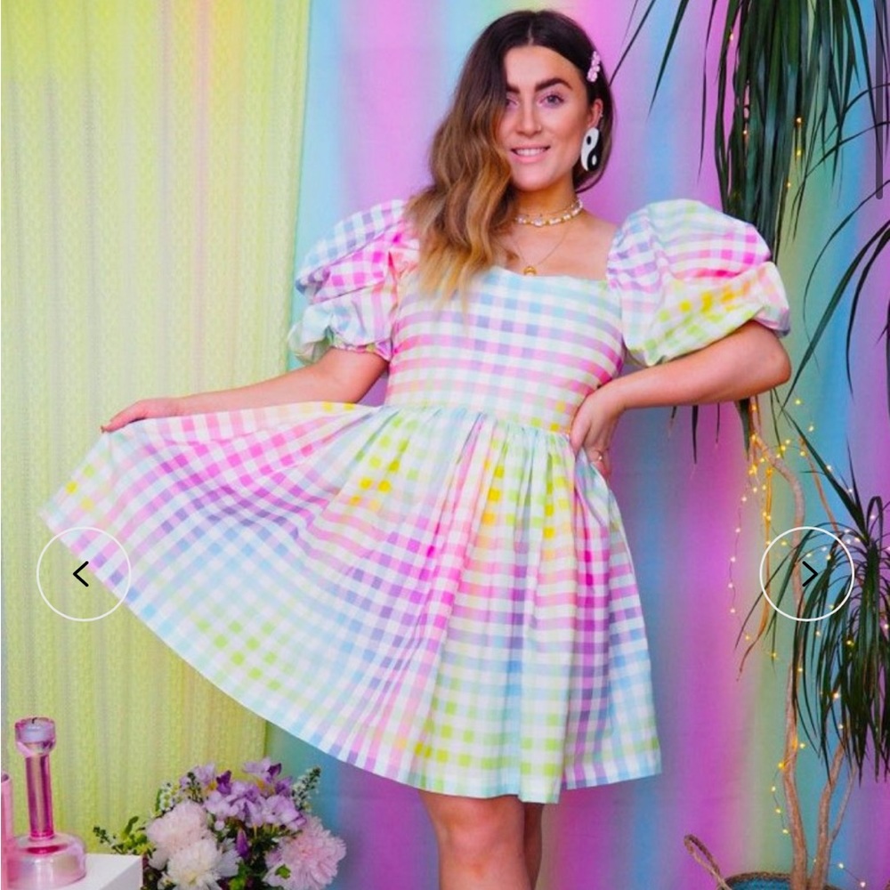 Megan Crosby Gingham Rainbow Dress Size Large